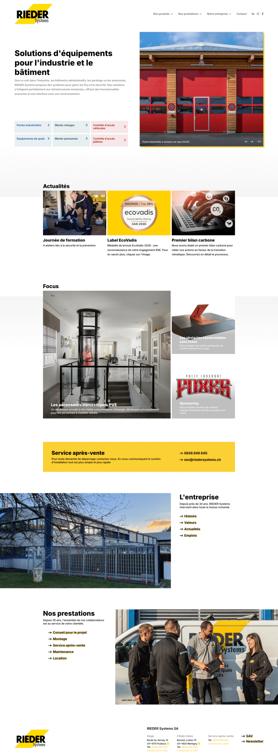 Site web d'une entreprise d'équipements pour l'industrie et le bâtiment | Ergopix Sàrl