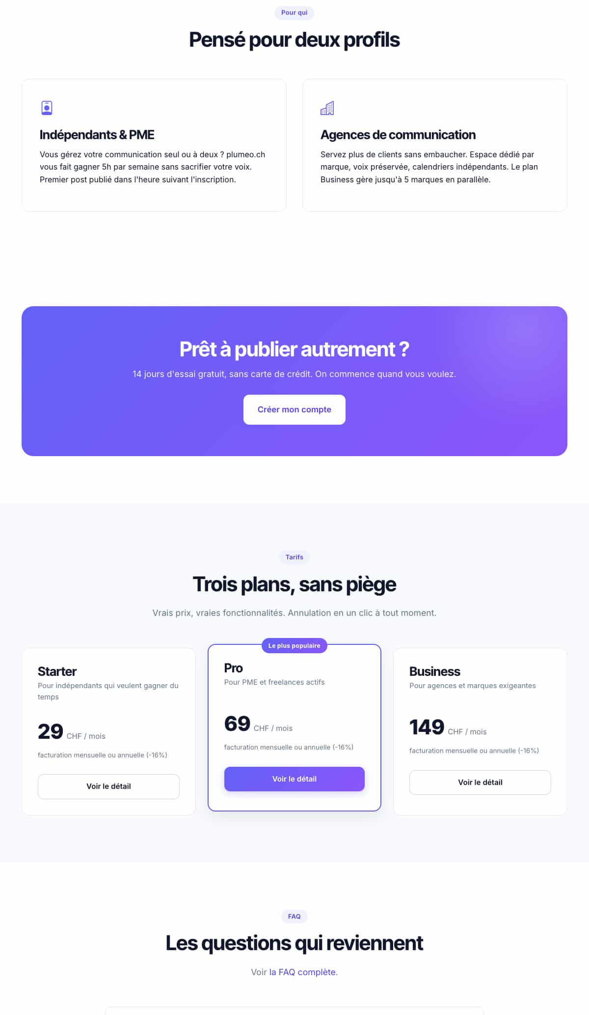 Page présentant des services pour indépendants et agences de communication | Ergopix Sàrl